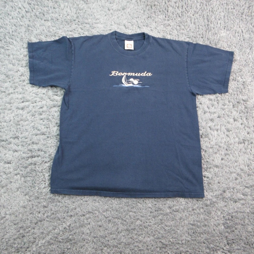 YACHTCLUB Shirt Mens XL Blue Bermuda Sail Graphic Crew Neck Cotton Jersey